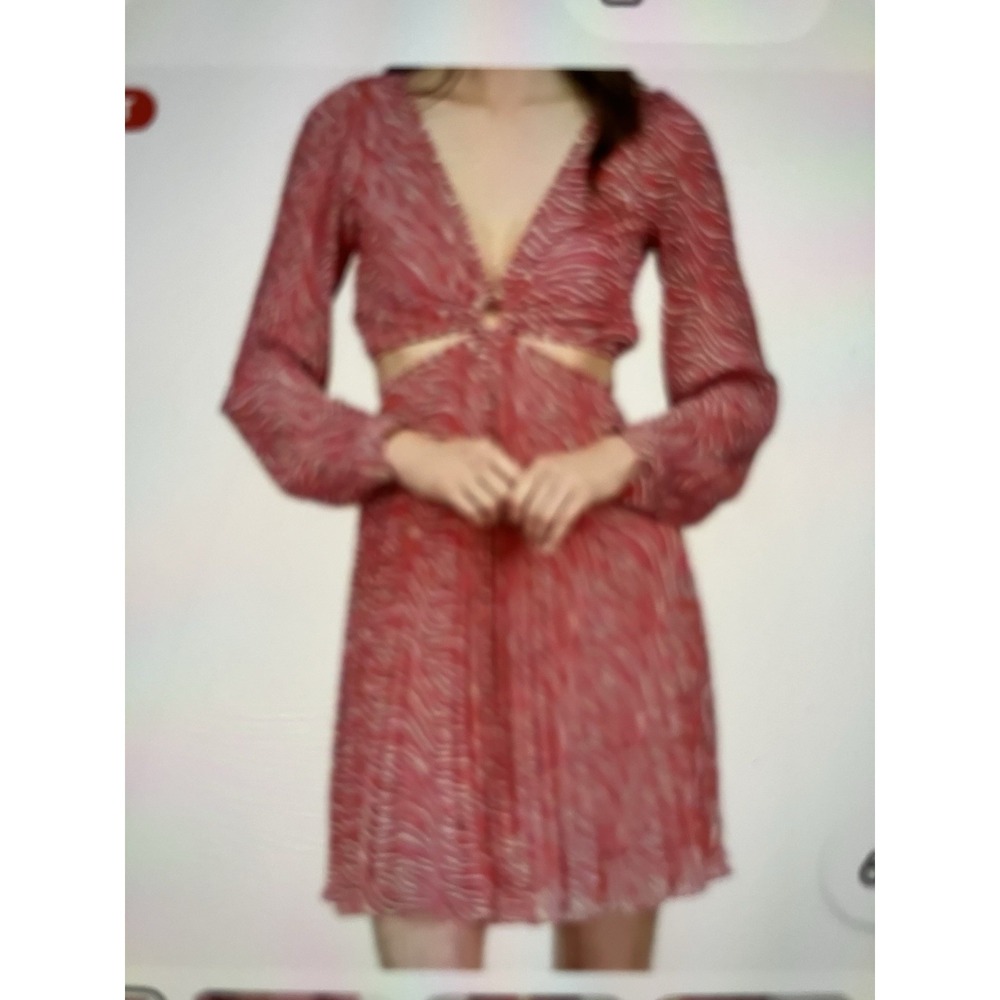 NWT! Michael Kors Womens Zebra Print Cutout Mini Dress Coral Pink Size Med $255.